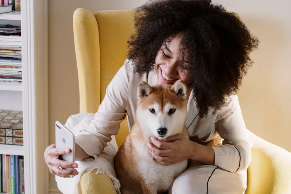 Veterinarian reviewing a supplement label with a dog owner during an exam room visit